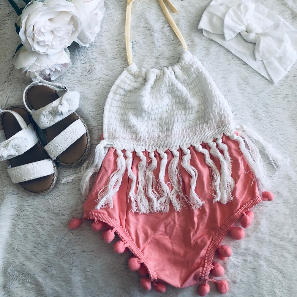 💗 Pom Pom Perfect Baby Romper - Picture 2 of 9